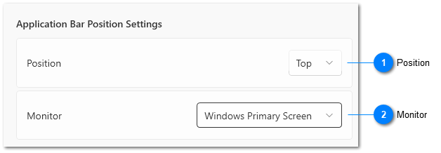 Application Bar Position Settings